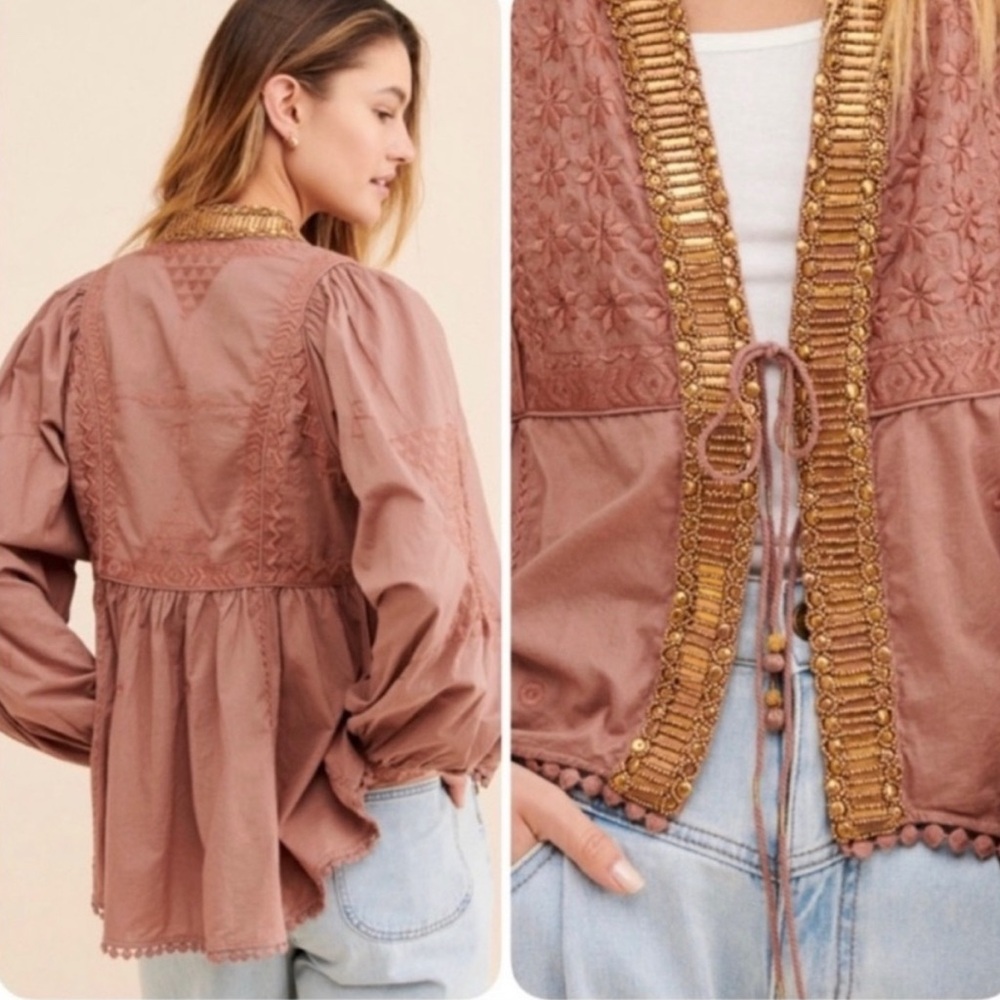 Free People Embroidered Jacket size Large